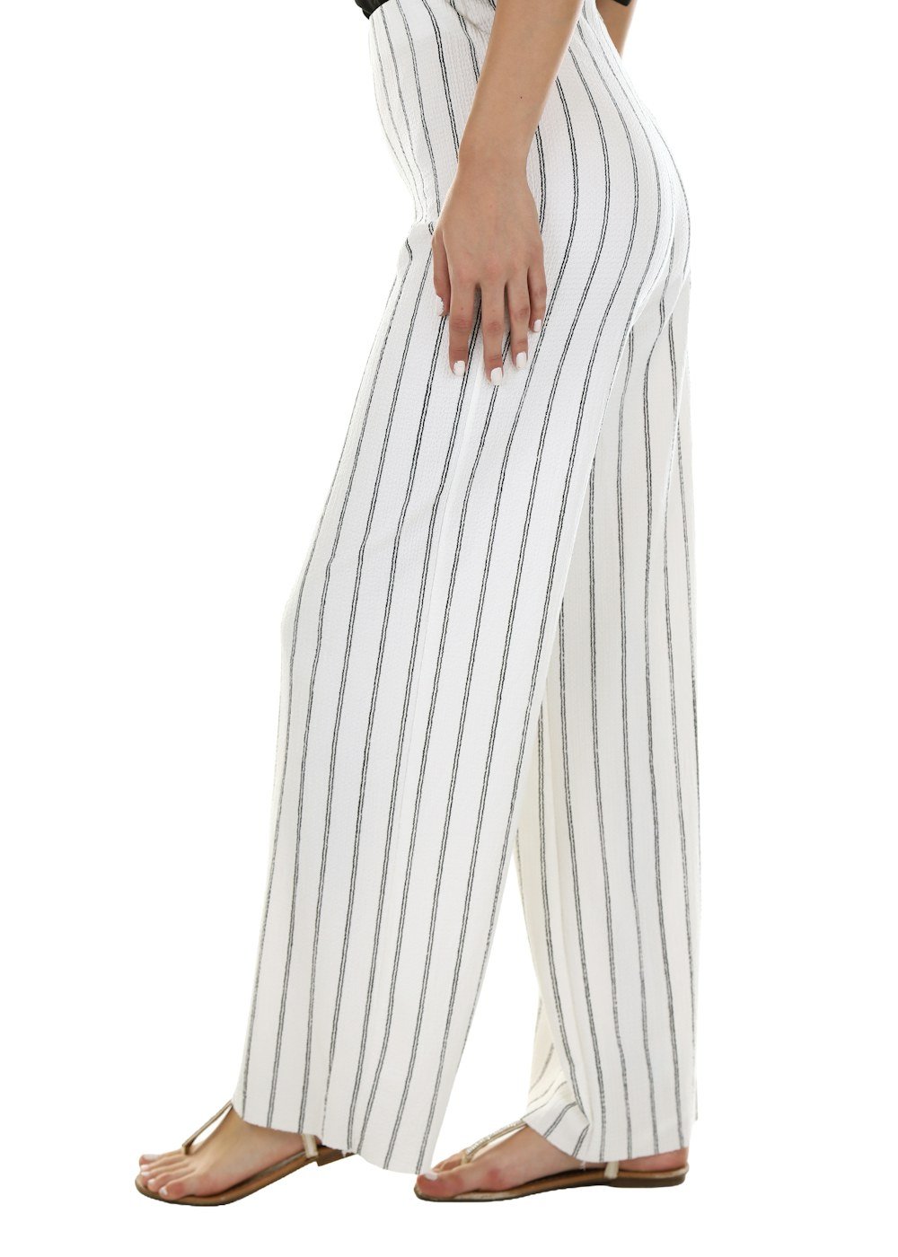 Pinstripe Wide-Leg Trousers